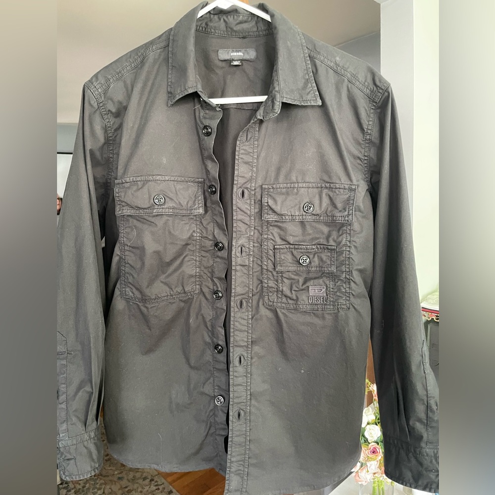 Great condition black military style button down shirt